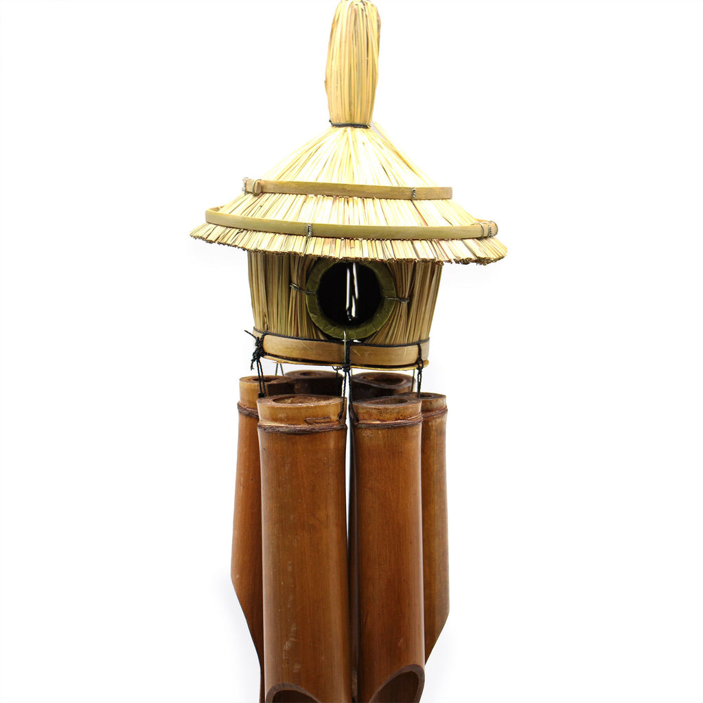 Grand Nichoir en Jonc de Mer avec Carillon en Bambou – 56 cm