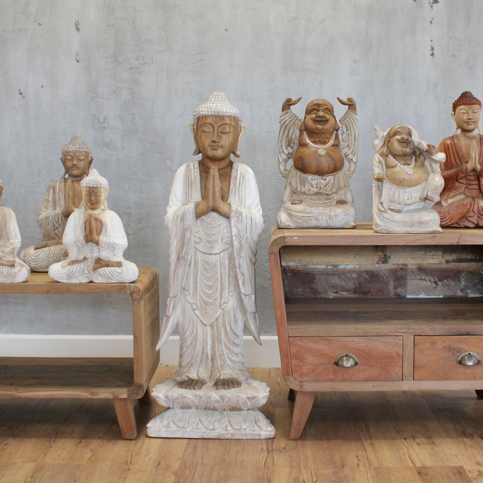 Statue de Bouddha sculptée à la main – 100 cm – Bouddha Namasté