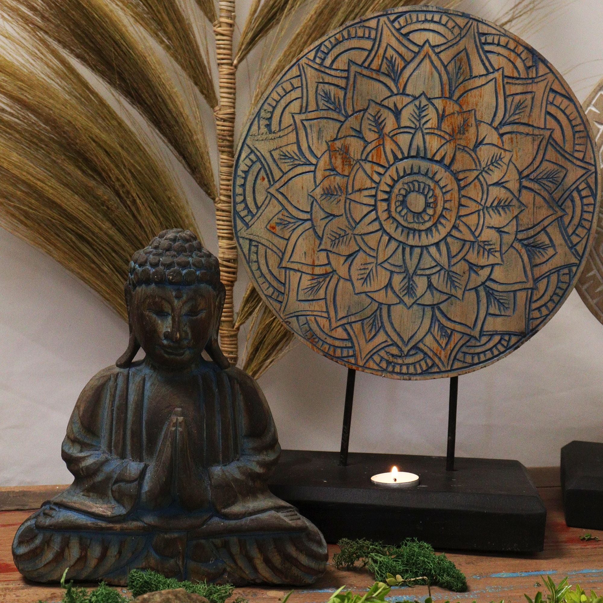 Ensemble Feng Shui Bouddha – Mandala Fleur Bleu (2 modèles)