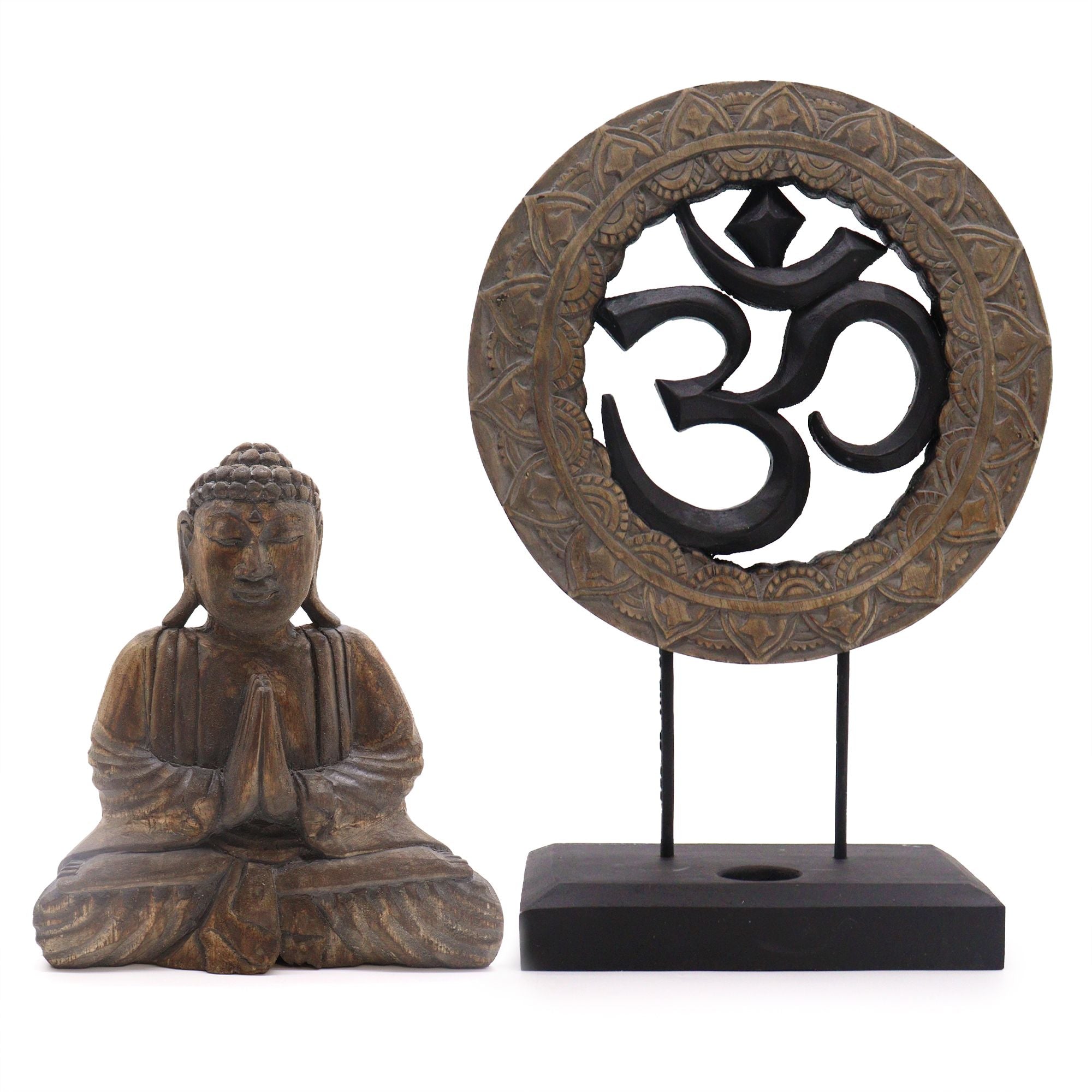 Ensemble Feng Shui Bouddha - Symbole Om – Gris & Noir (2 modèles)