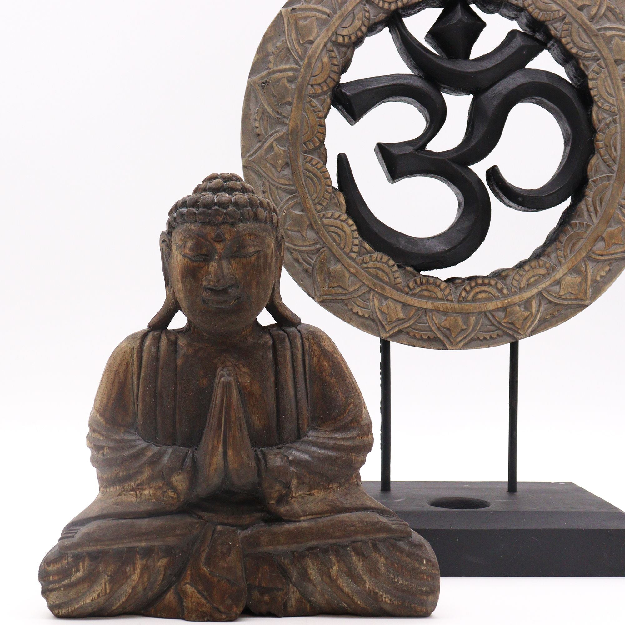 Ensemble Feng Shui Bouddha - Symbole Om – Gris & Noir (2 modèles)
