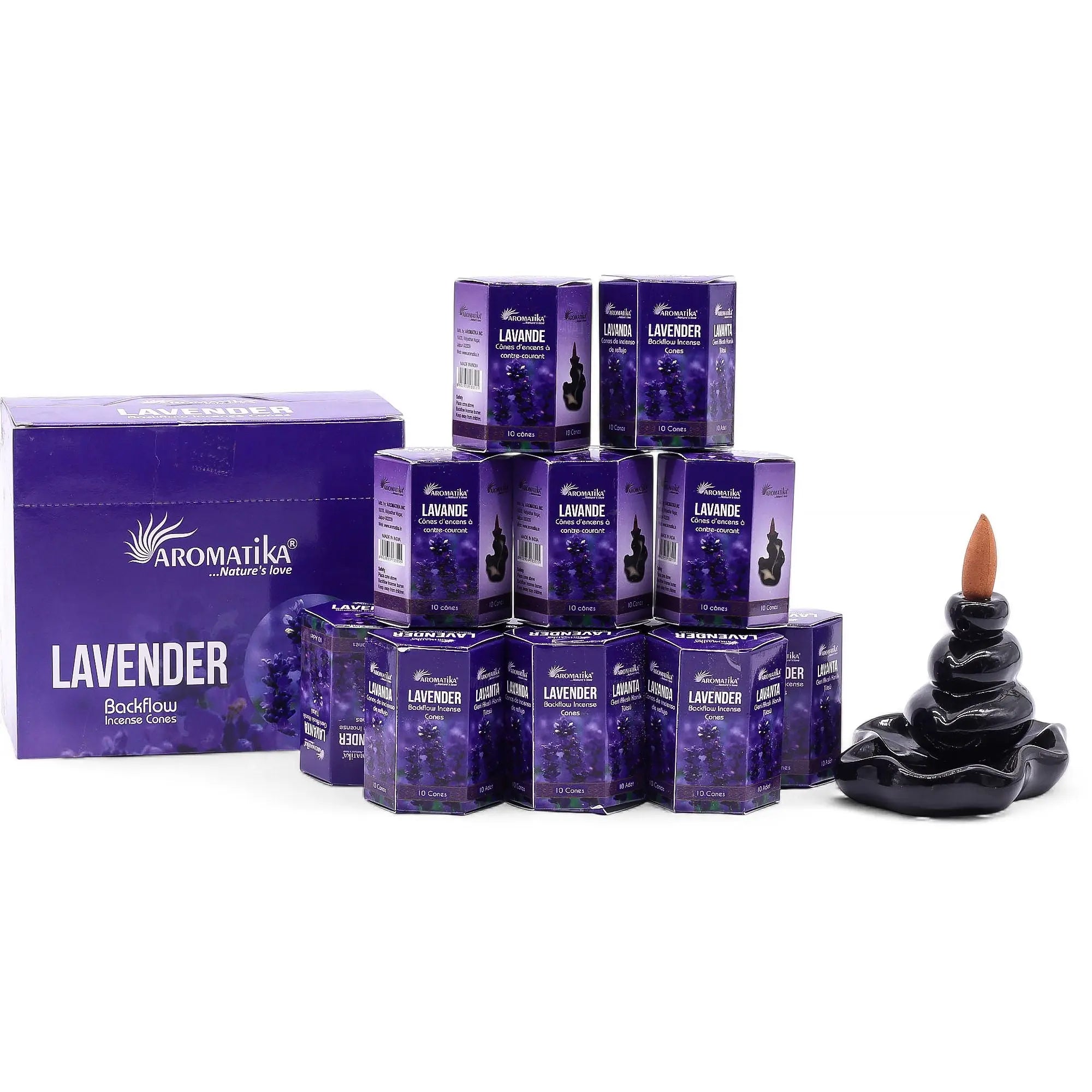 Encens à reflux Lavande – Cônes backflow pour brûleur d’encens cascade (10 pièces) AWGifts Dropship