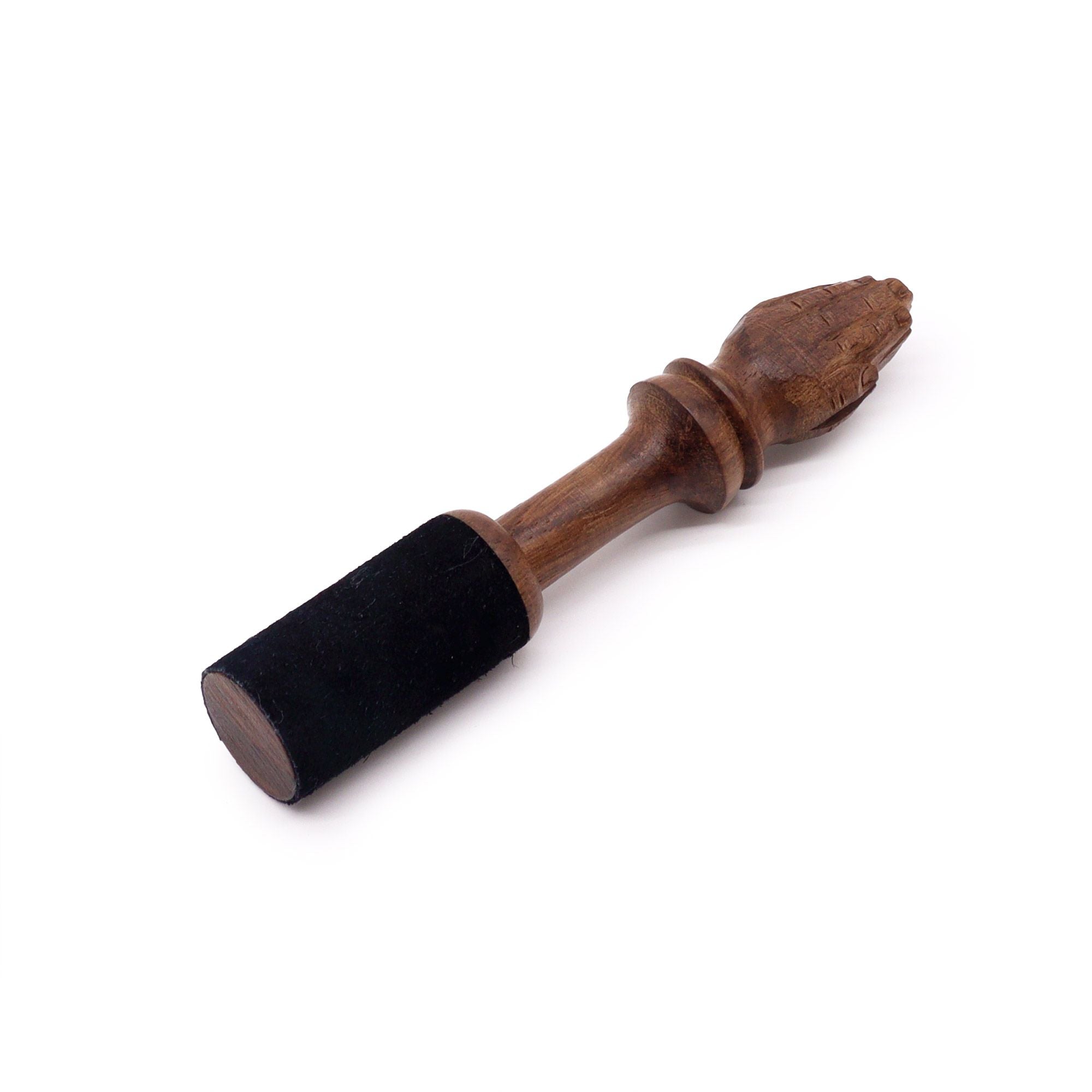 Bâton pour Bol Chantant Tibétain avec Sculpture Namaste - Bois de Terminalia - 14 cm