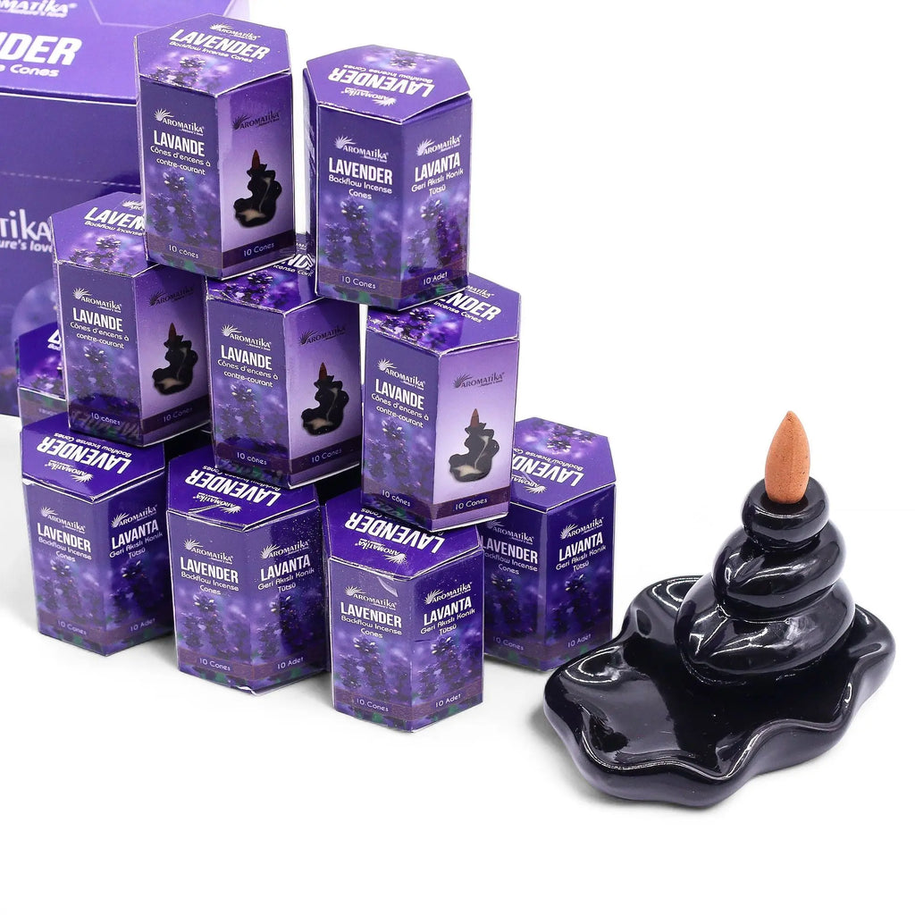 Encens à reflux Lavande – Cônes backflow pour brûleur d’encens cascade (10 pièces) AWGifts Dropship