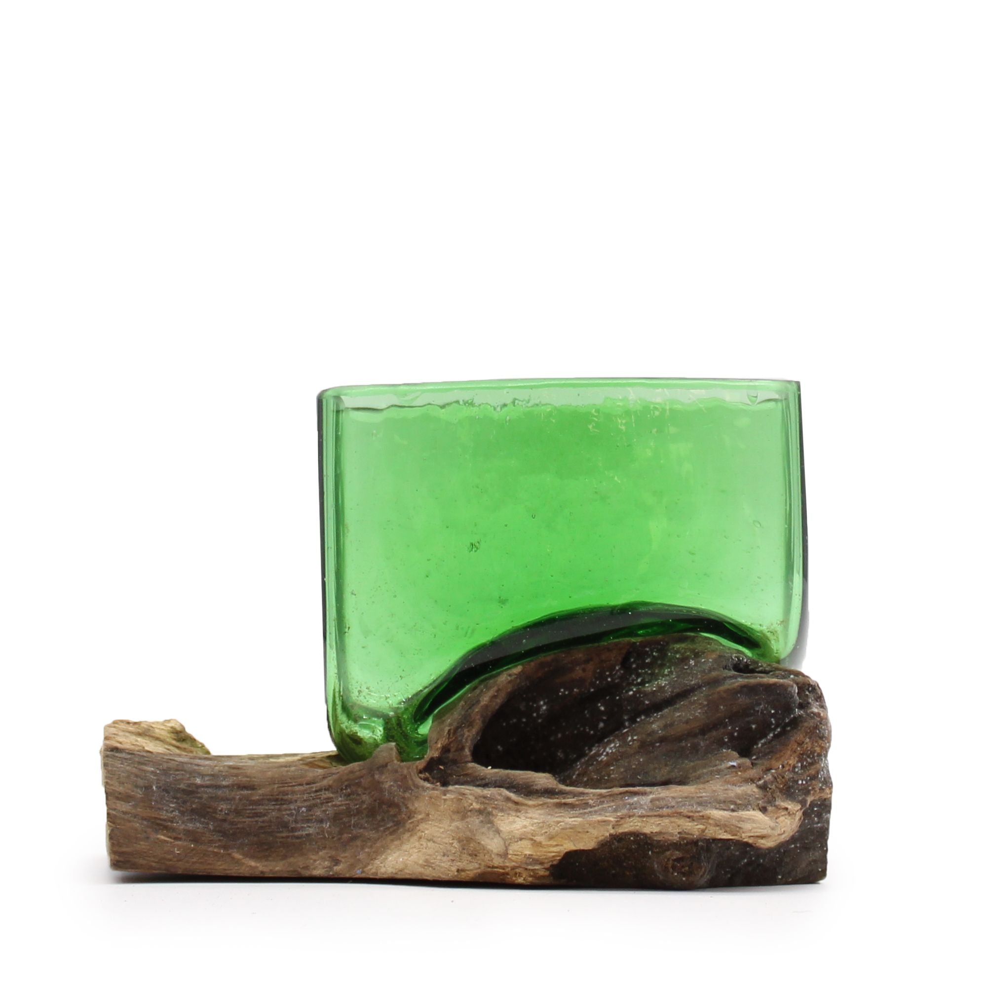Bol carré en verre recyclé sur bois de Gamal – 250 ml