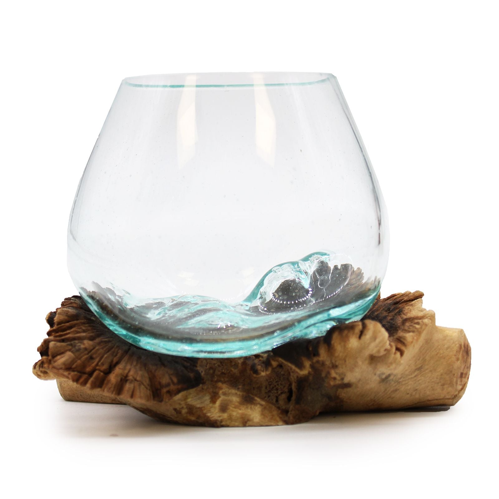 Bol en Verre en Fusion sur Bois Parasite Rare - Pièce Artisanale Balinaise