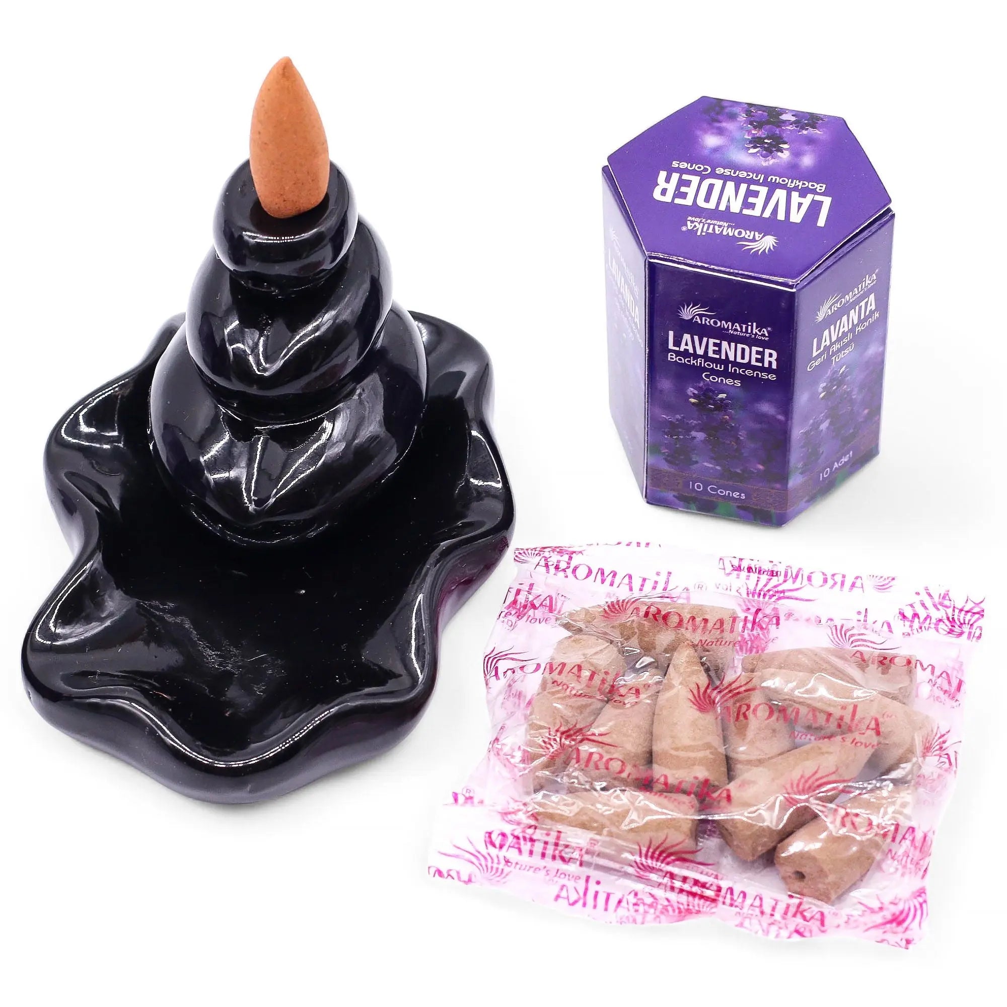 Encens à reflux Lavande – Cônes backflow pour brûleur d’encens cascade (10 pièces) AWGifts Dropship