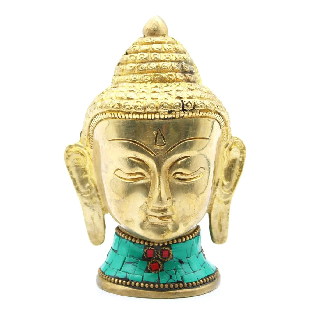 Figurine de Bouddha en laiton – Grande tête 11,5 cm - Karmic Artisan