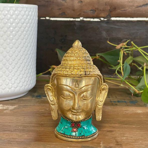 Figurine de Bouddha en laiton – Grande tête 11,5 cm - Karmic Artisan