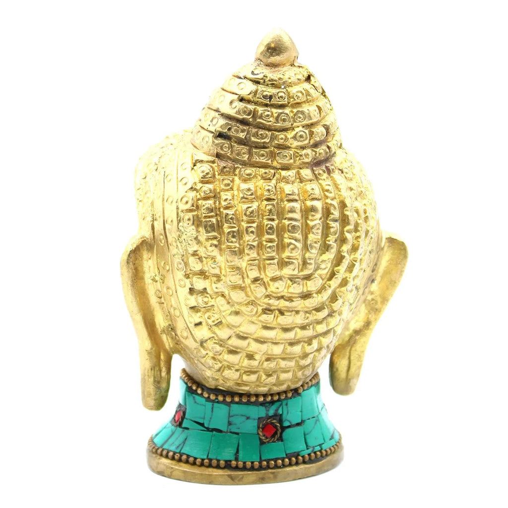Figurine de Bouddha en laiton – Grande tête 11,5 cm - Karmic Artisan