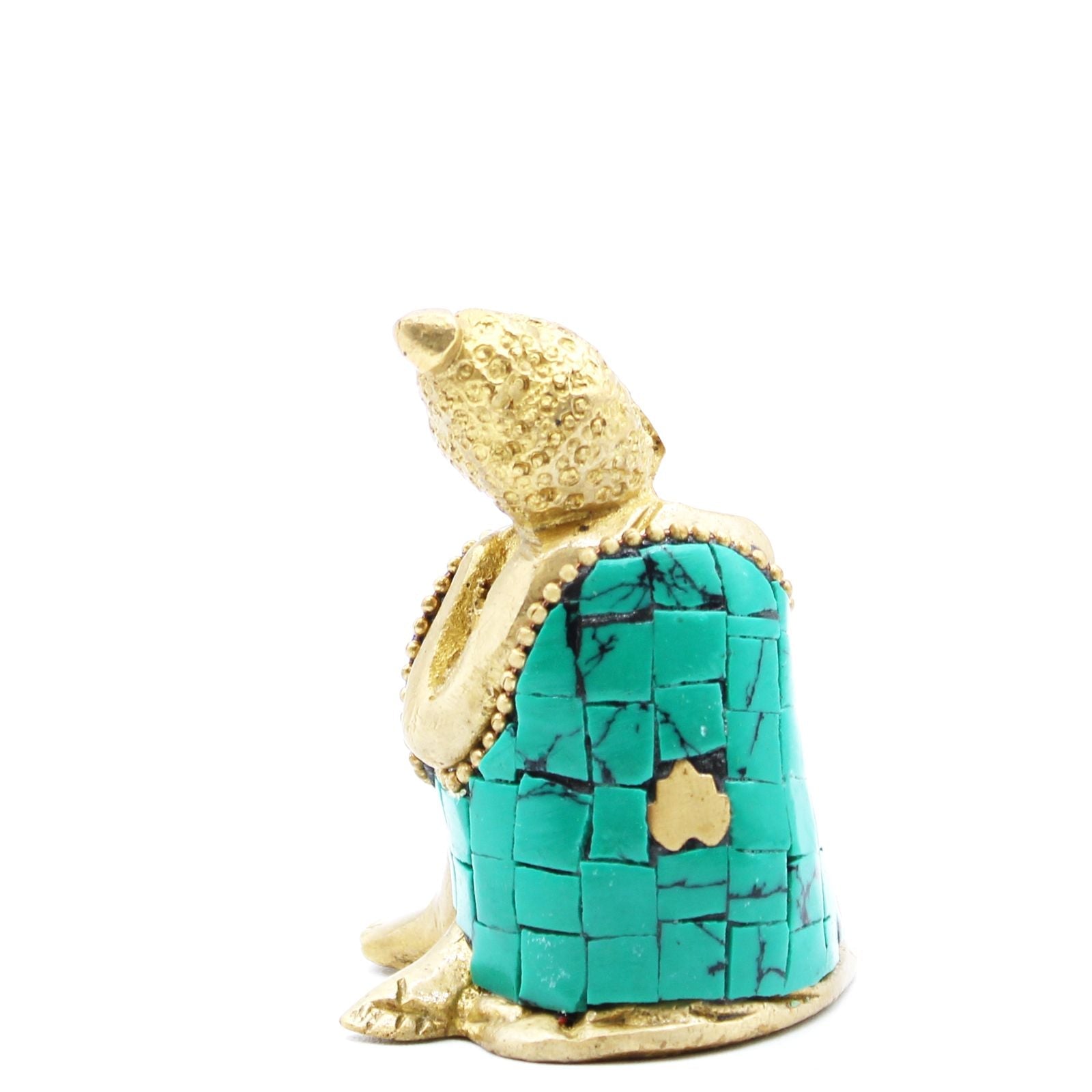 Figurine de Bouddha en laiton – Pensif - 6,5 cm - Karmic Artisan