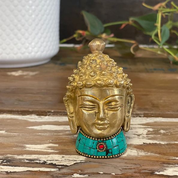 Figurine de Bouddha en laiton – Tête moyenne - 8 cm - Karmic Artisan