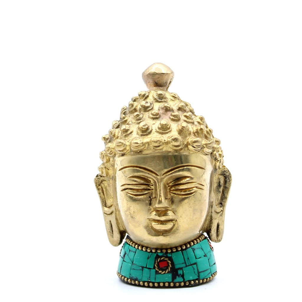 Figurine de Bouddha en laiton – Tête moyenne - 8 cm - Karmic Artisan
