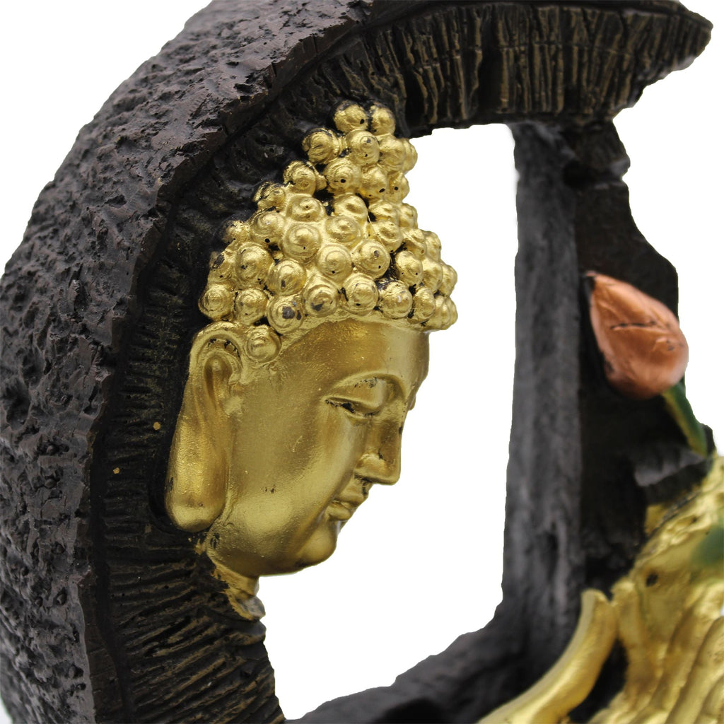 Fontaine de Table 30 cm – Bouddha Doré & lotus - Karmic Artisan