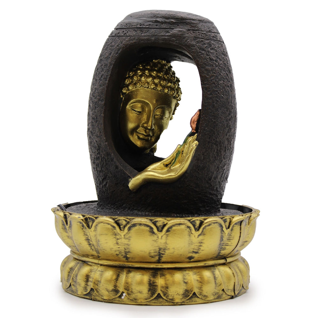 Fontaine de Table 30 cm – Bouddha Doré & Vitarka Mudra - Karmic Artisan