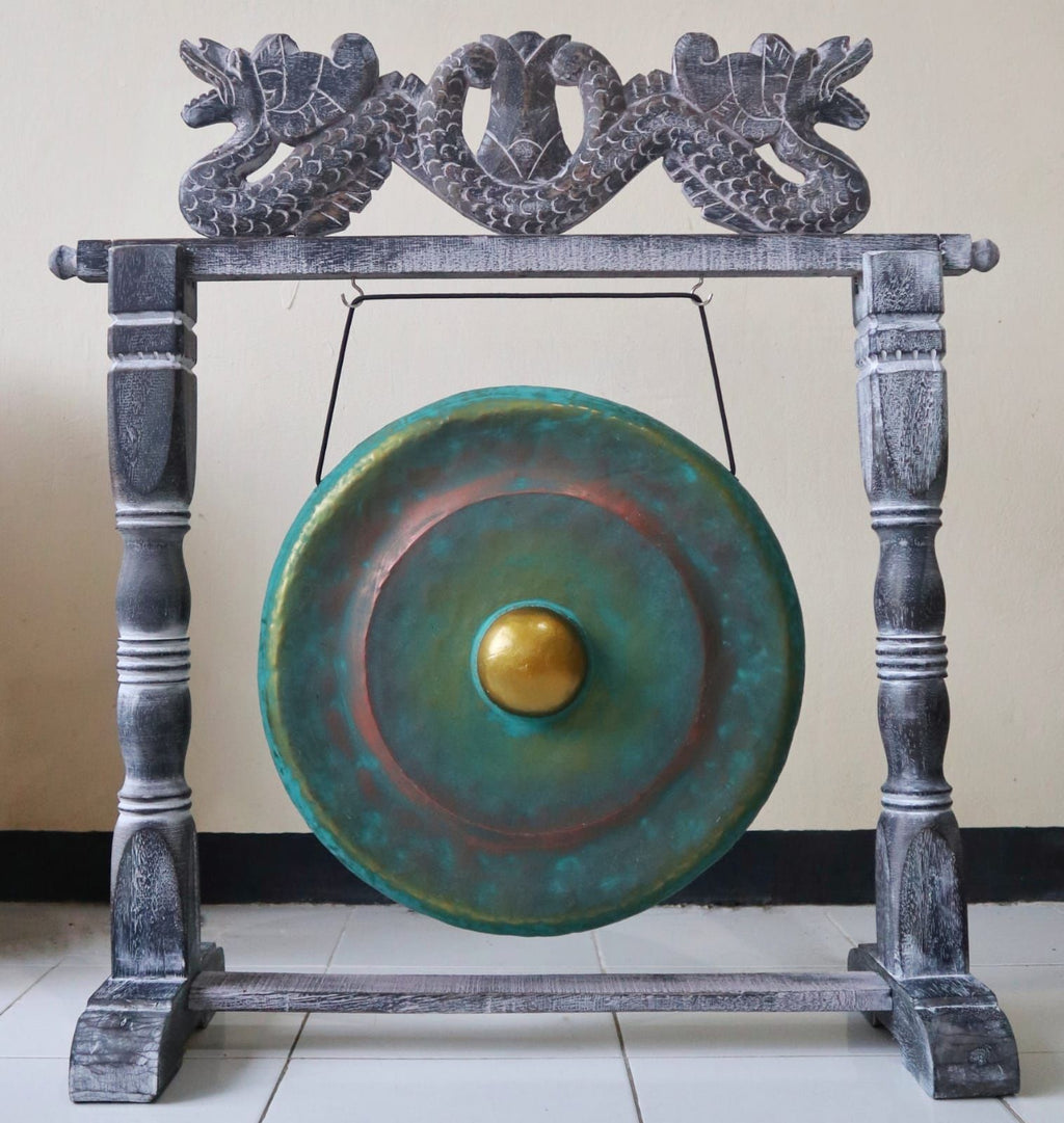 Gong moyen sur pied - 35 cm - vert délavé - Karmic Artisan
