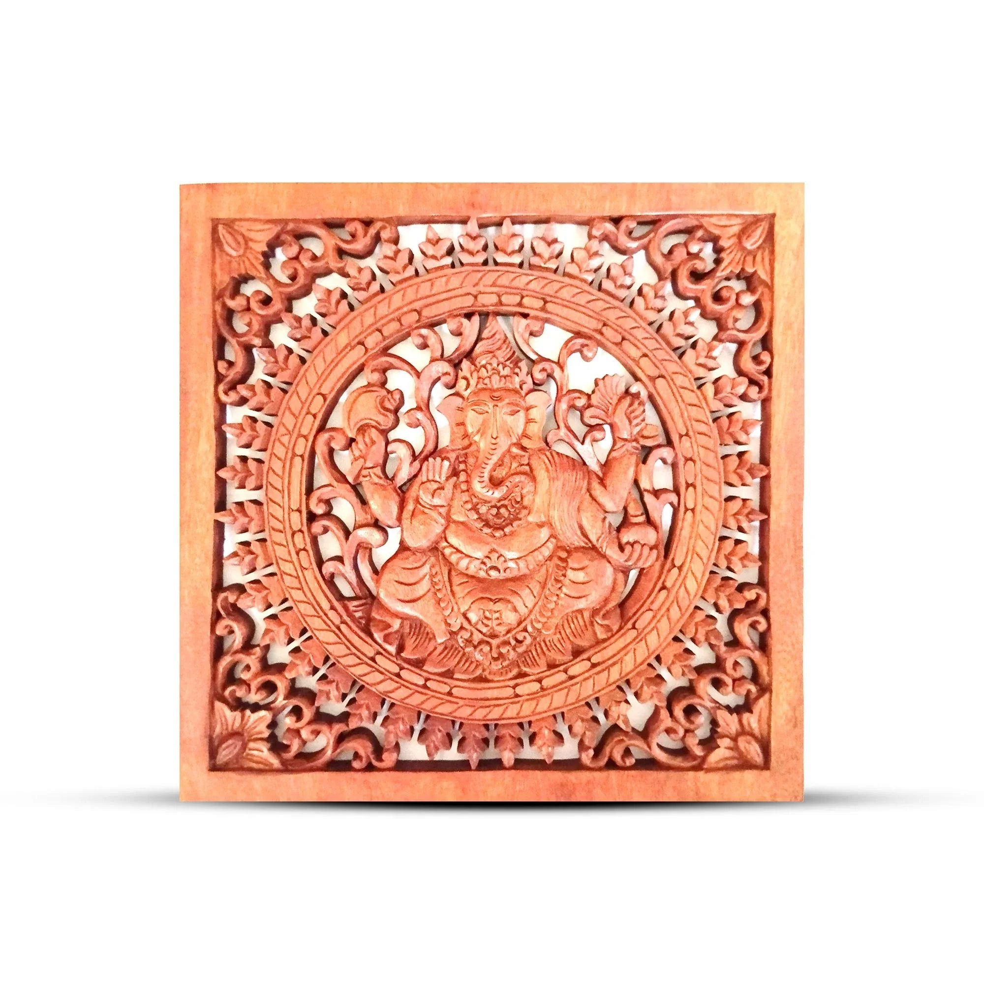 Panneau Décoratif Bouddha Ganesh – 40 × 40 cm - Karmic Artisan