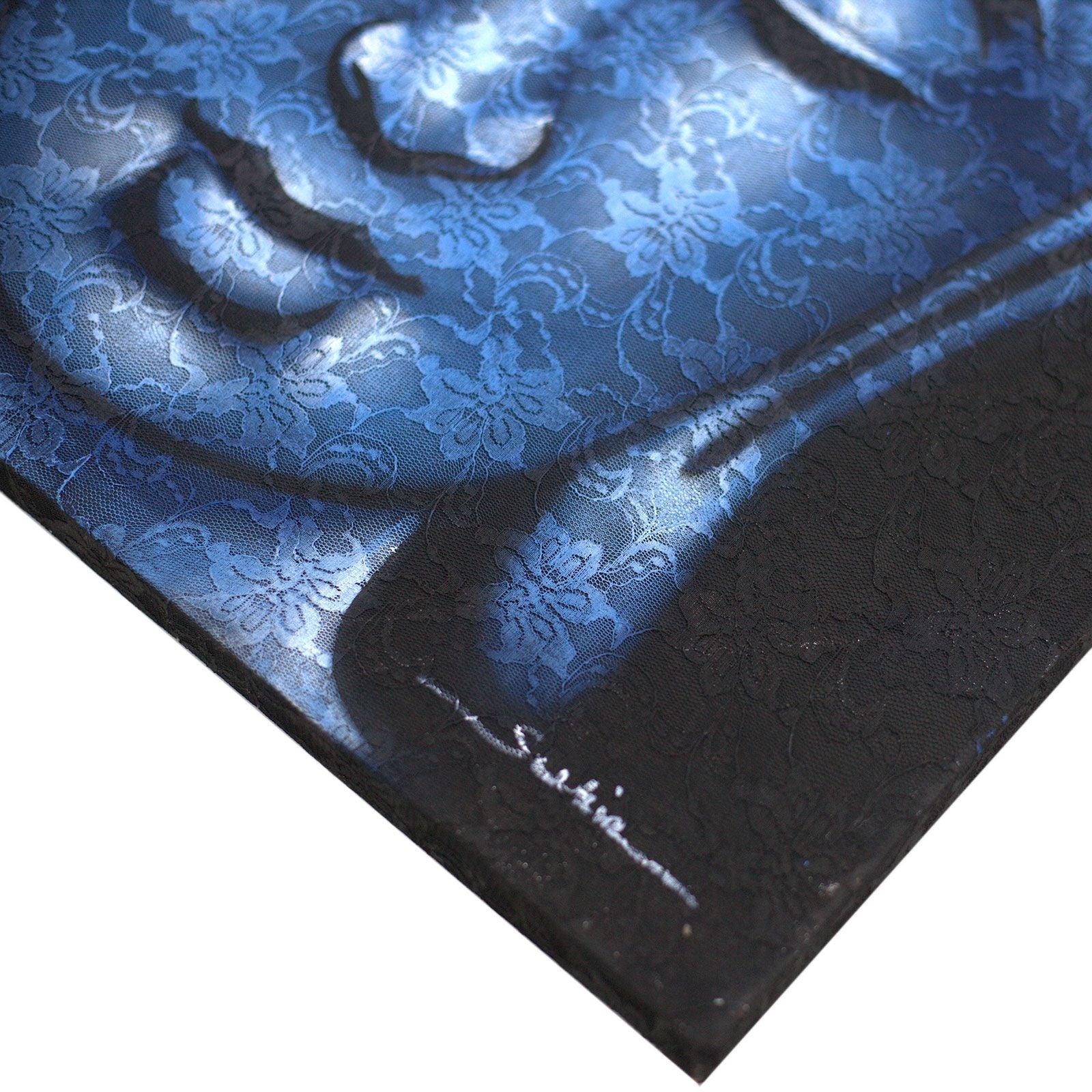 Peinture de Bouddha – Brocart Bleu - Karmic Artisan