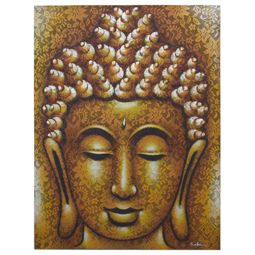 Peinture de Bouddha – Brocart Doré - Karmic Artisan