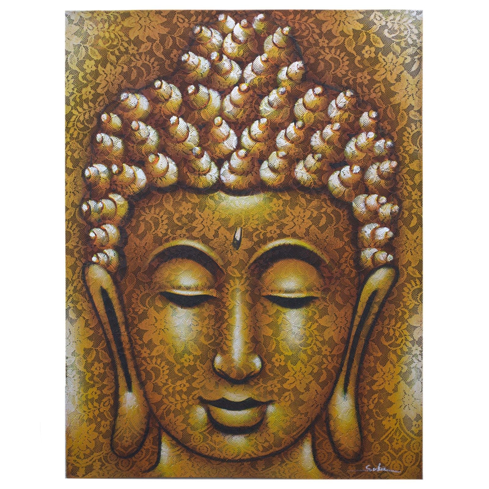 Peinture de Bouddha – Brocart Doré - Karmic Artisan
