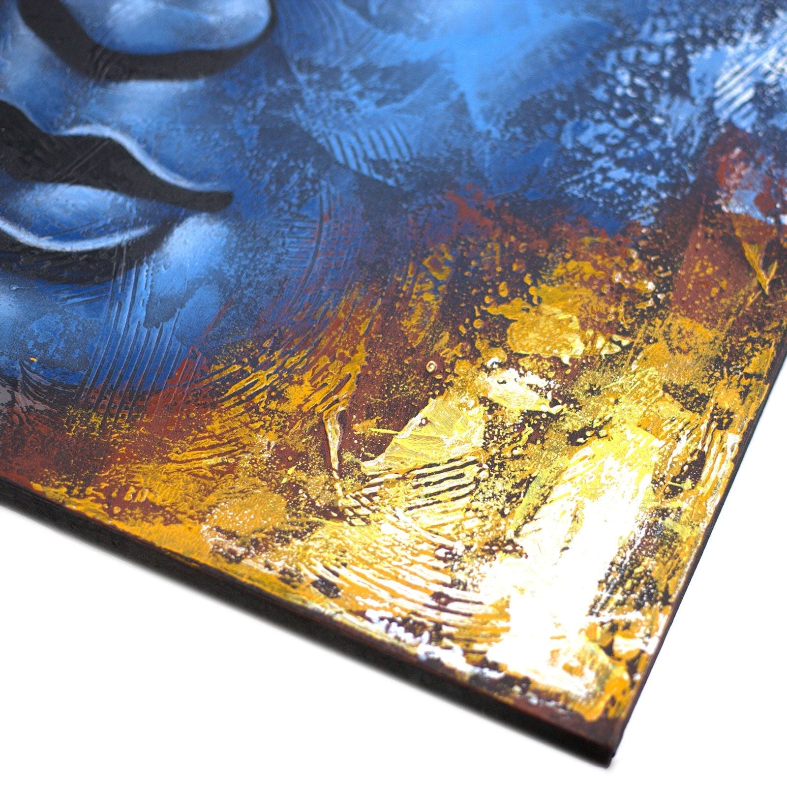 Peinture de Bouddha – Visage Bleu Abstrait - Karmic Artisan