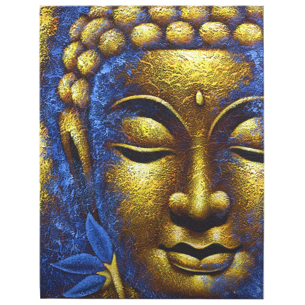 Peinture de Bouddha – Visage doré et fleur de lotus - Karmic Artisan