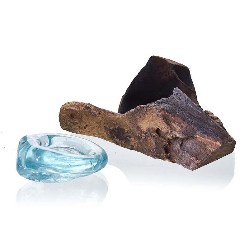 Porte - Bougie en Verre Fondu sur Bois de Gamal - Karmic Artisan