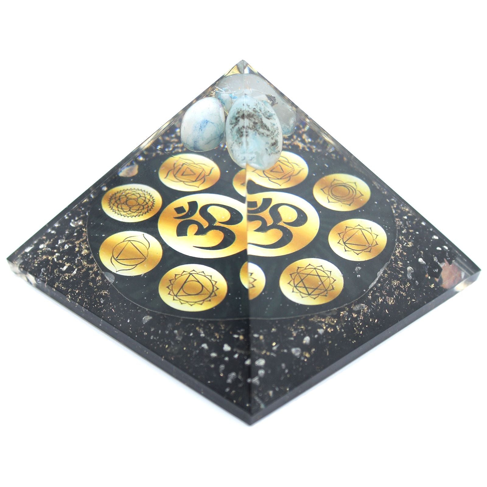 Pyramide d’Orgonite – Chakra Om de Minuit – 90 mm - Karmic Artisan