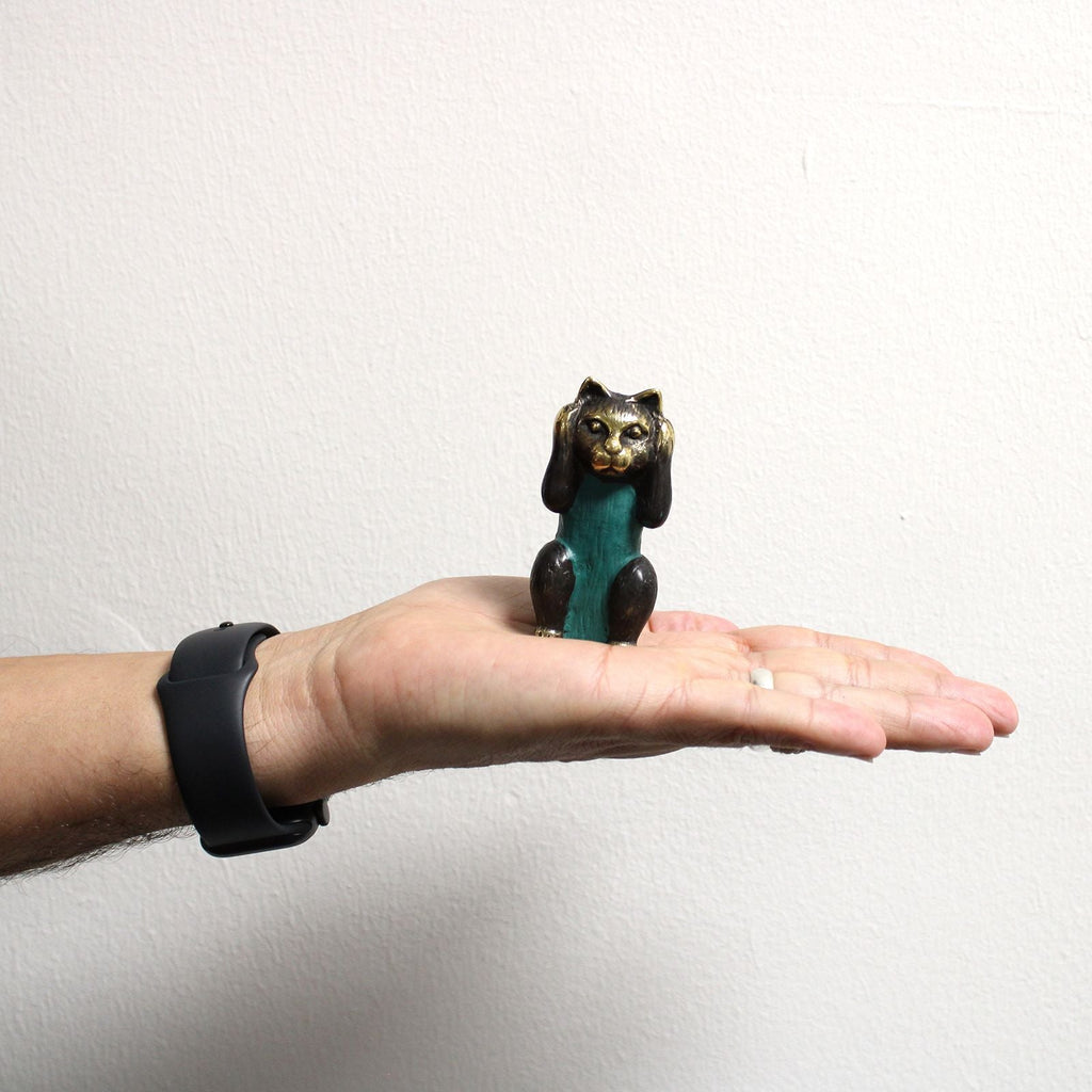 Set de 3 Chats en Laiton – See No Evil, Hear No Evil, Speak No Evil – 7,5 cm - Karmic Artisan