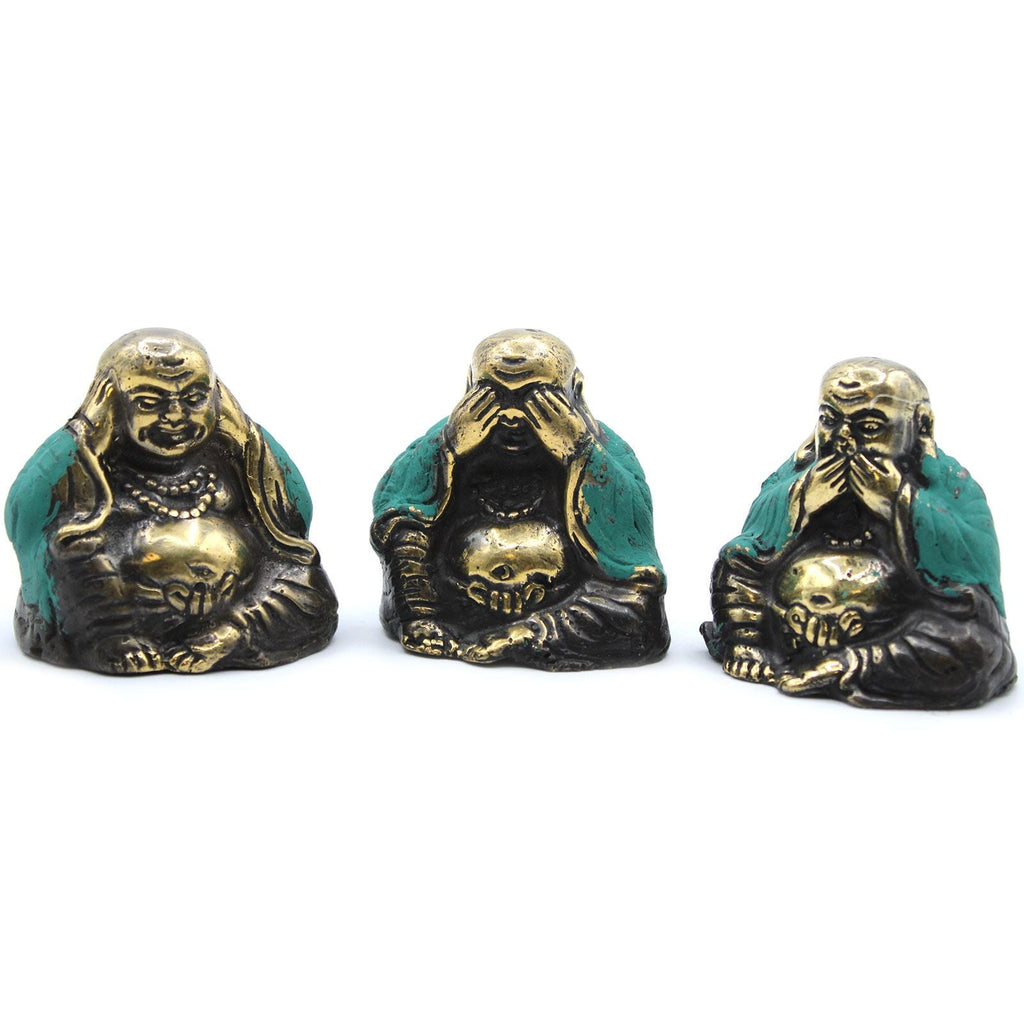 Set de 3 Statues Bouddha en Laiton – « See No Evil » – Feng Shui - Karmic Artisan
