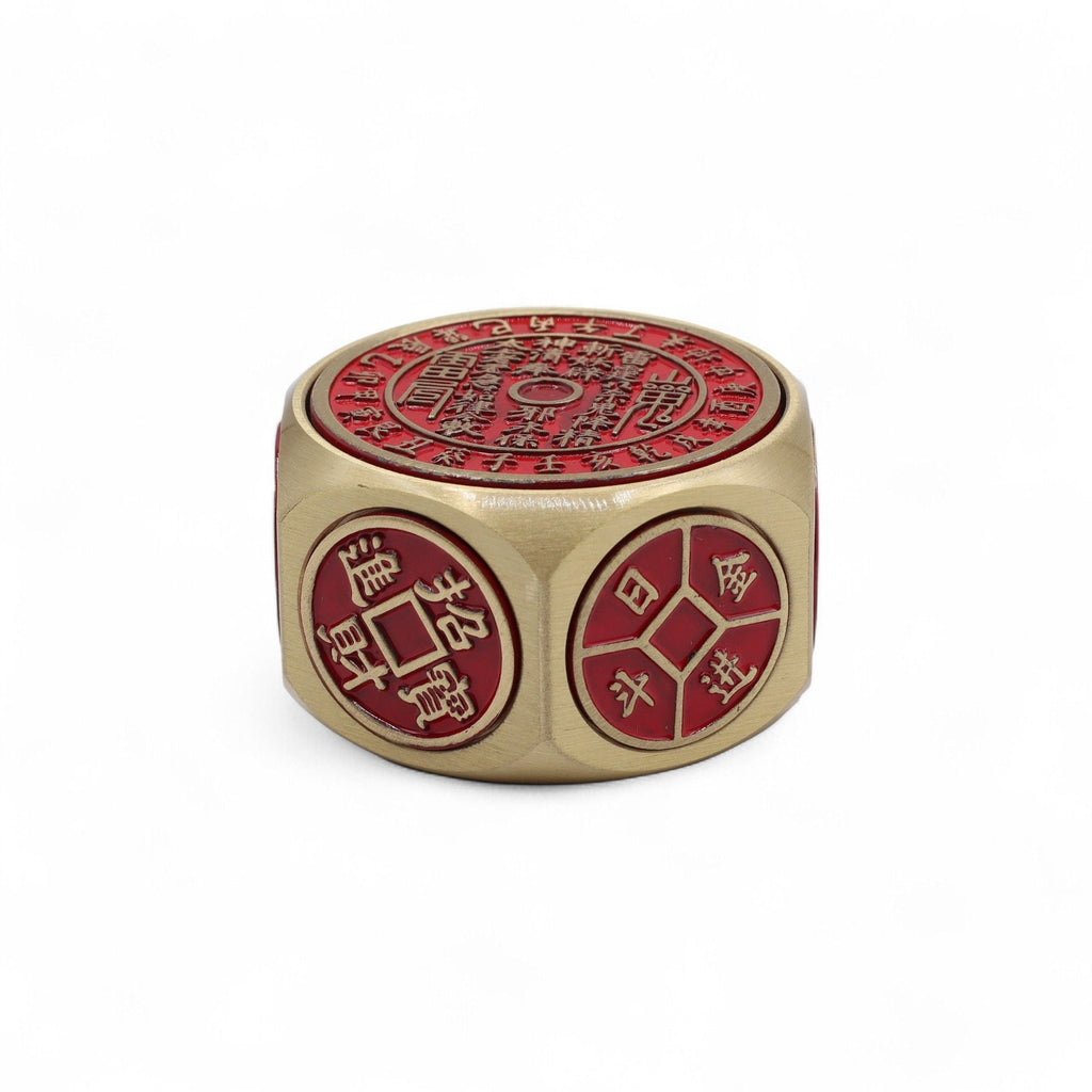 Spinner Feng Shui Fortune – Calendrier rouge et dé à pièces – Sélecteur de date auspicieuse - Karmic Artisan