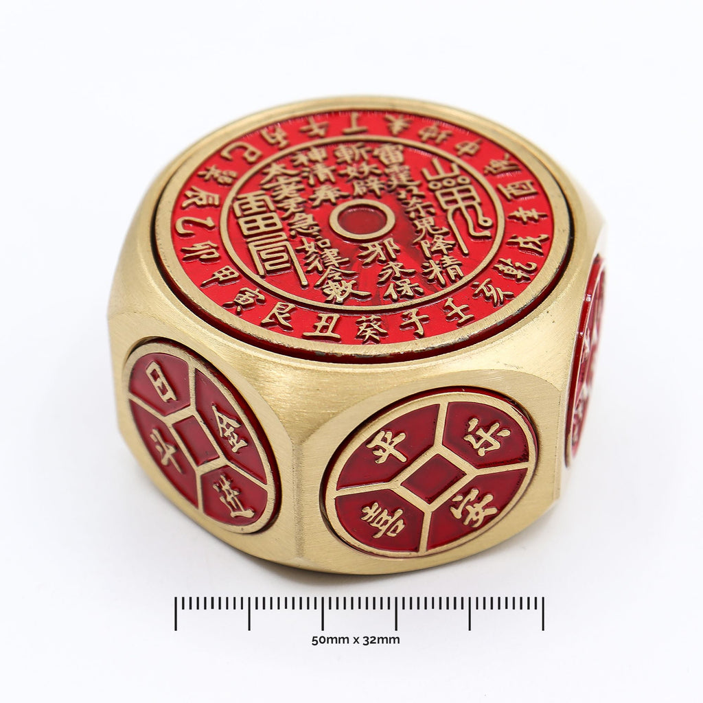 Spinner Feng Shui Fortune – Calendrier rouge et dé à pièces – Sélecteur de date auspicieuse - Karmic Artisan