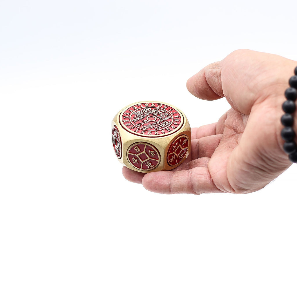Spinner Feng Shui Fortune – Calendrier rouge et dé à pièces – Sélecteur de date auspicieuse - Karmic Artisan