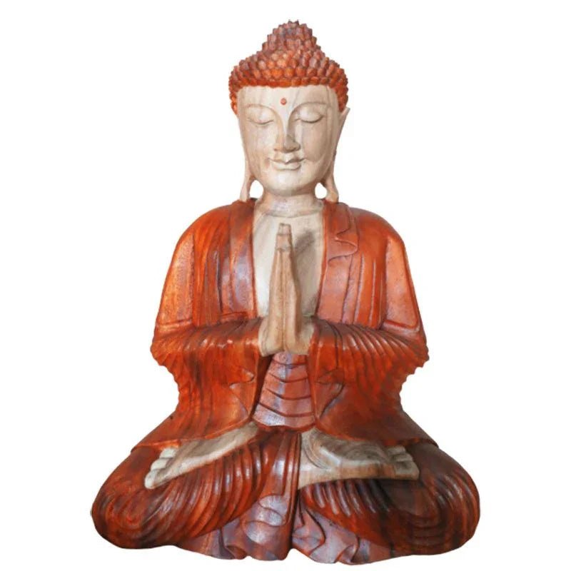 Statue de Bouddha sculptée à la main – 30 cm – Bouddha Namasté - Karmic Artisan