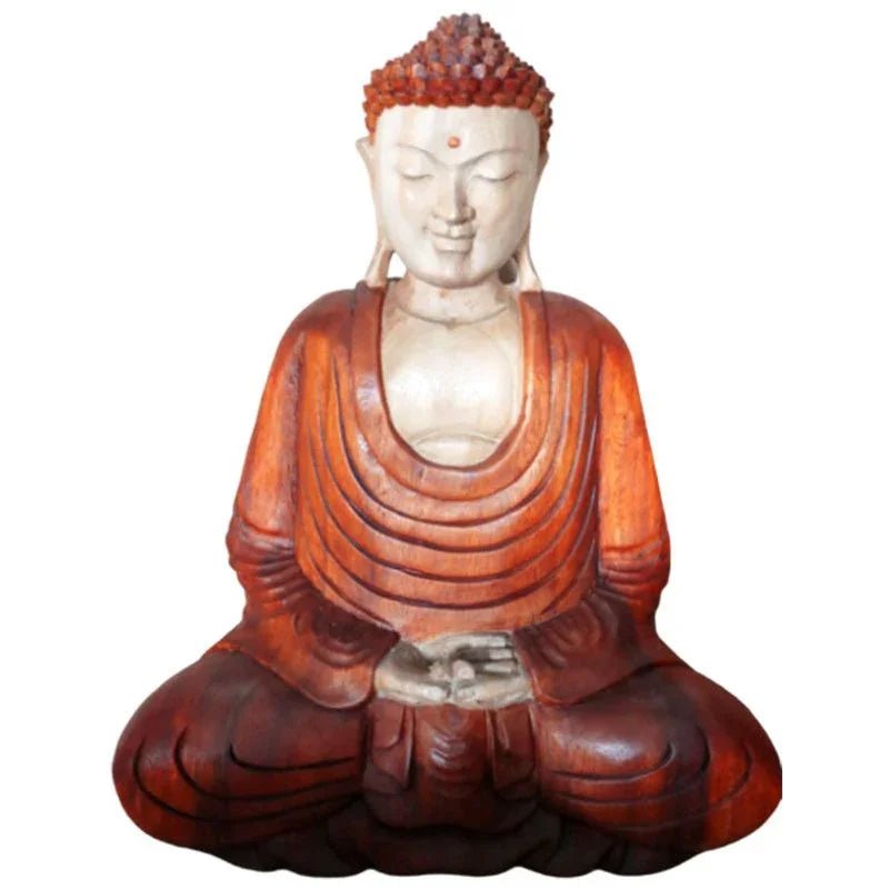 Statue de Bouddha sculptée à la main – 40 cm – Bouddha Mains vers le bas - Karmic Artisan