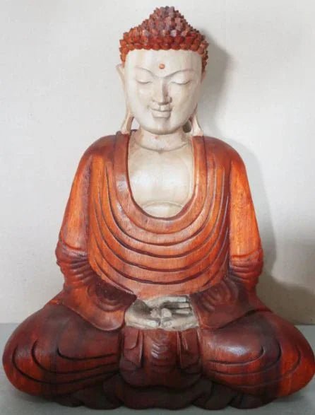 Statue de Bouddha sculptée à la main – 40 cm – Bouddha Mains vers le bas - Karmic Artisan