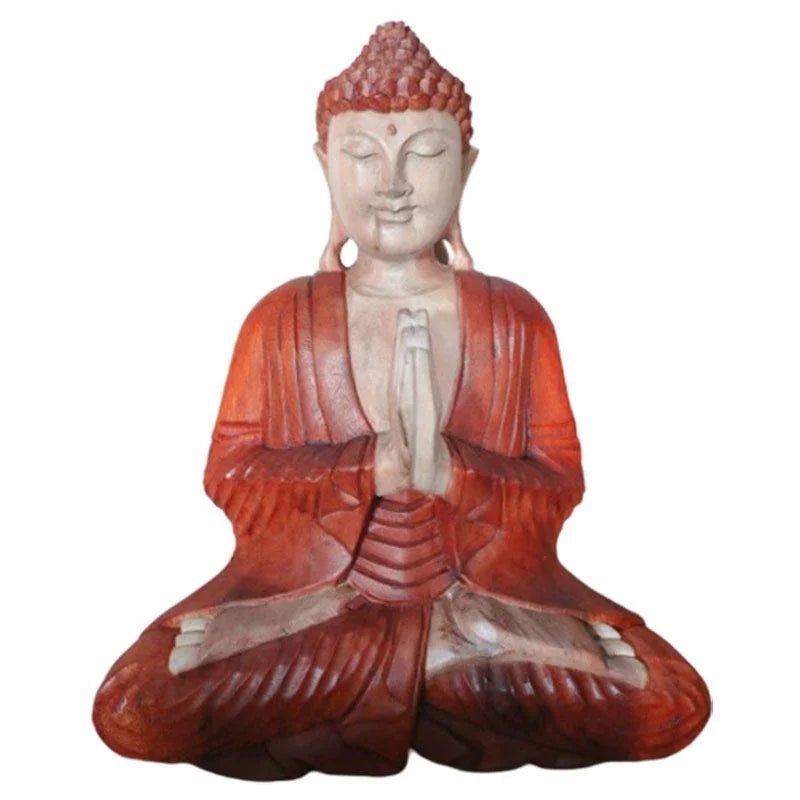Statue de Bouddha sculptée à la main – 40 cm – Bouddha Namasté - Karmic Artisan