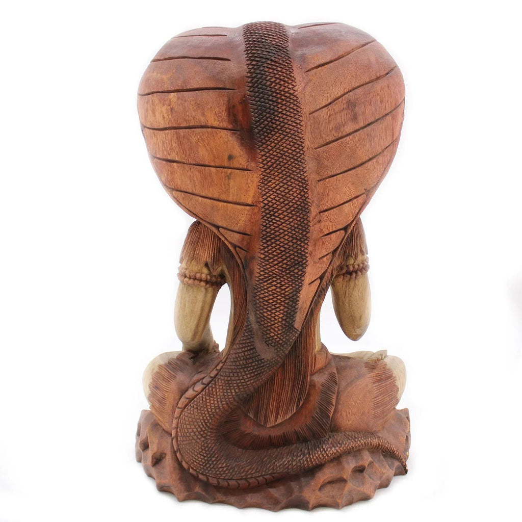 Statue de Shiva sculptée à la main – avec Cobra – 50 cm - Karmic Artisan
