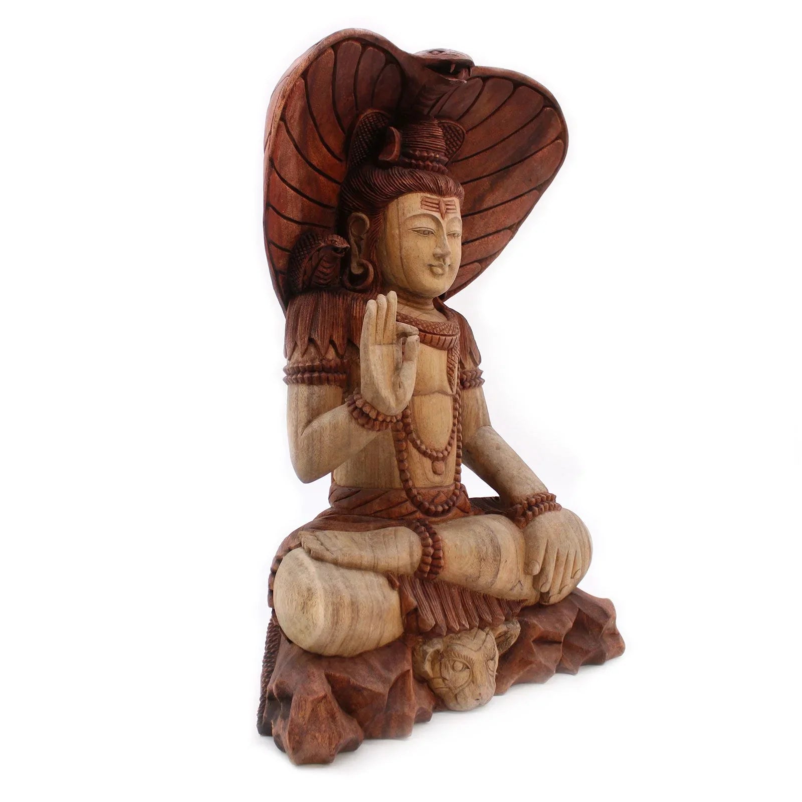 Statue de Shiva sculptée à la main – avec Cobra – 50 cm - Karmic Artisan