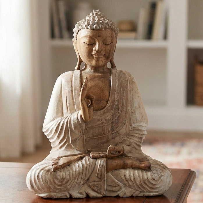 Buddha-Statue in der Übermittlungs-Mudra – Suarholz – 30 cm (3,3 kg)