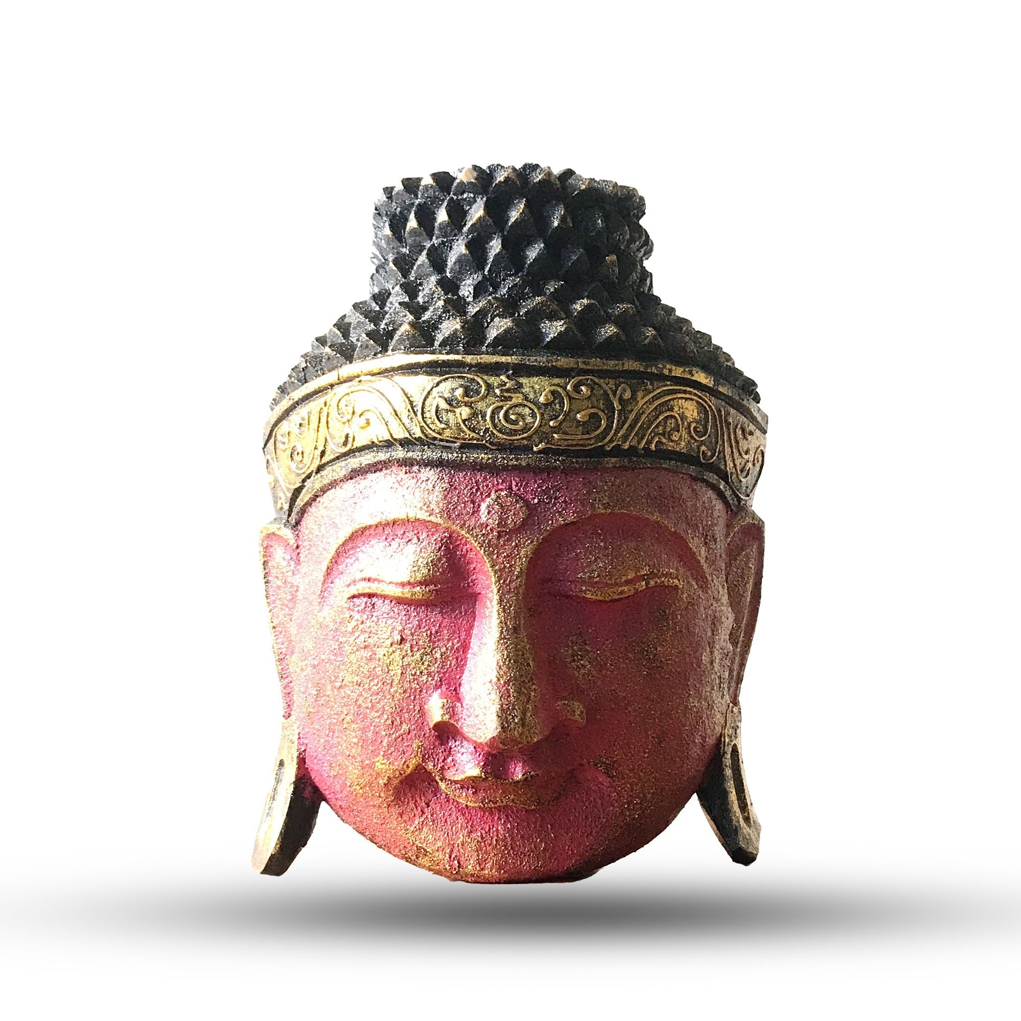 Tête de Bouddha décorative – 25 cm – Finition rouge brillant - Karmic Artisan