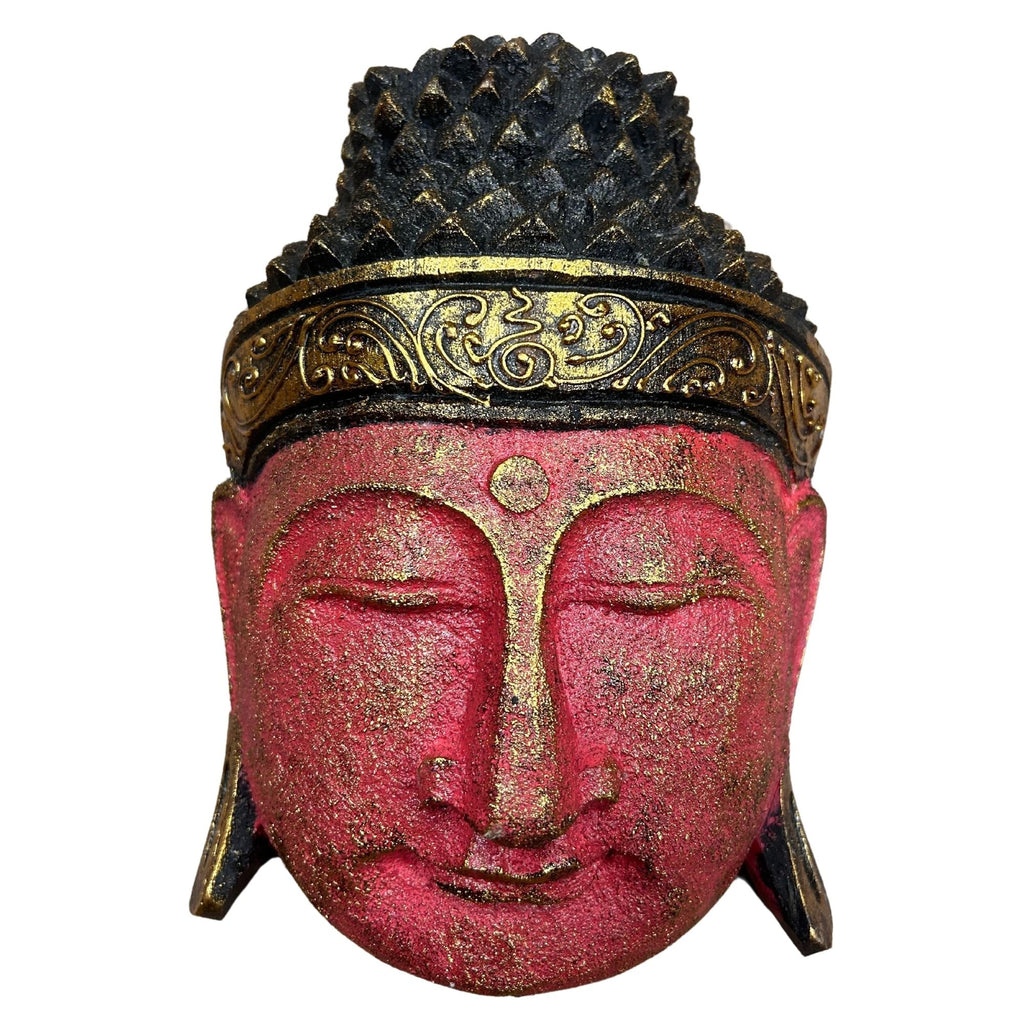 Tête de Bouddha décorative – 25 cm – Finition rouge brillant - Karmic Artisan